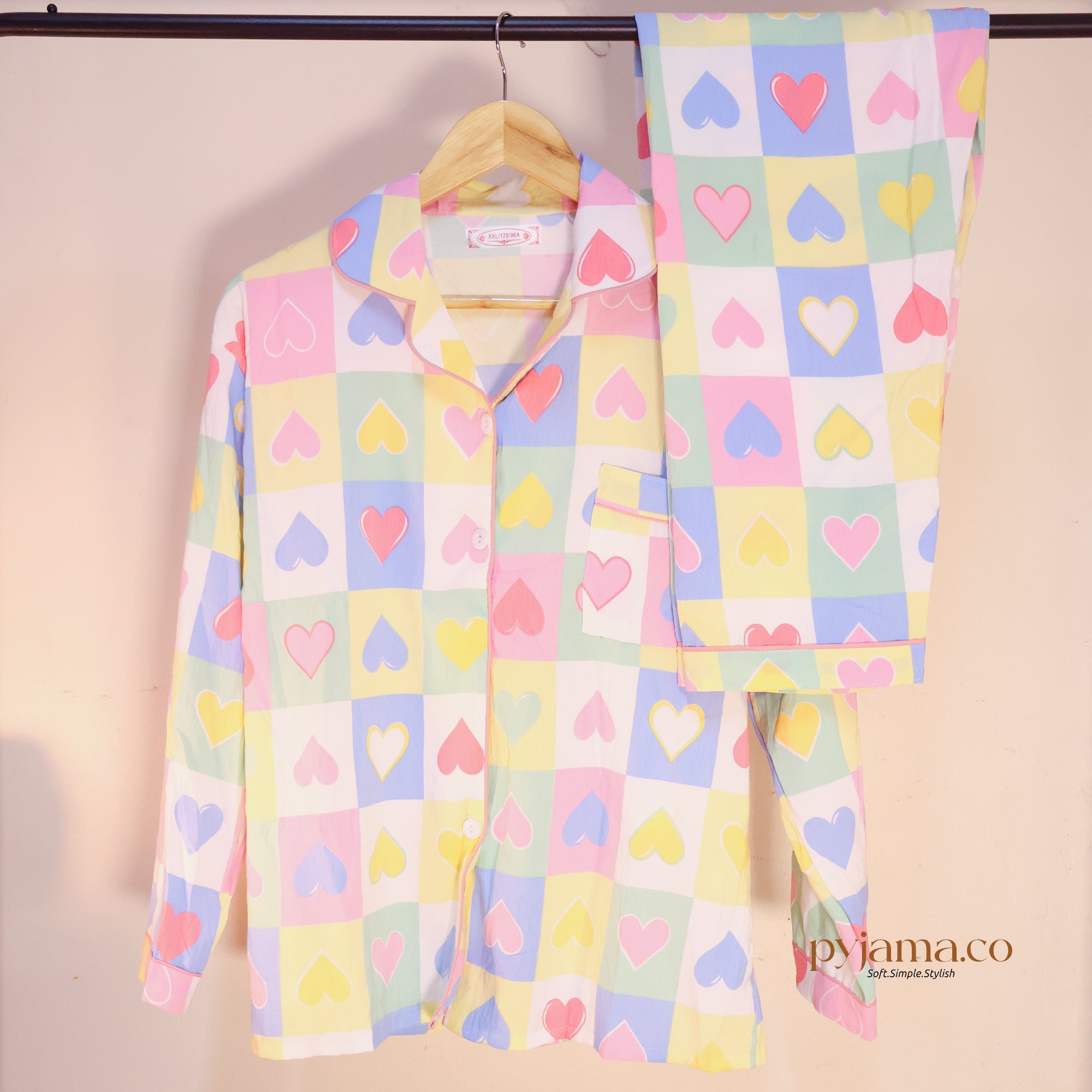 Multicoloured Heart Print PJ