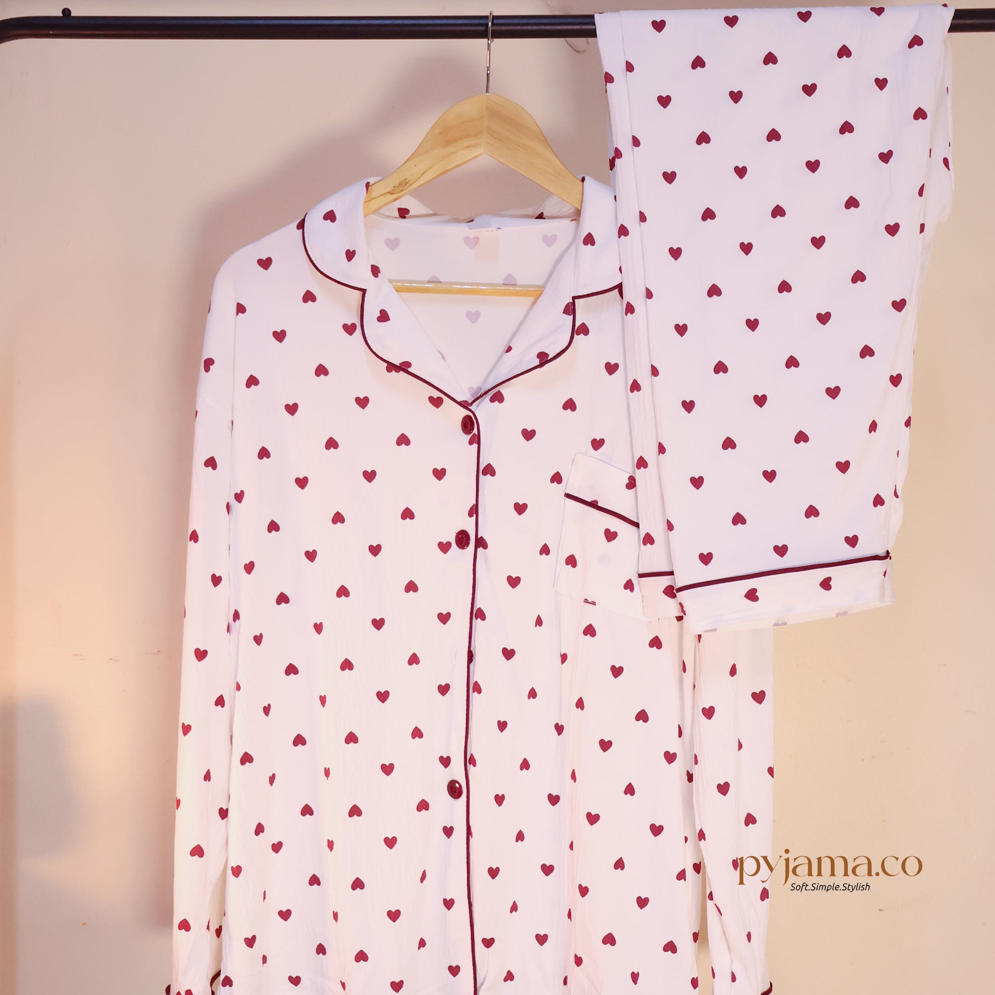 Red Heart Print PJ