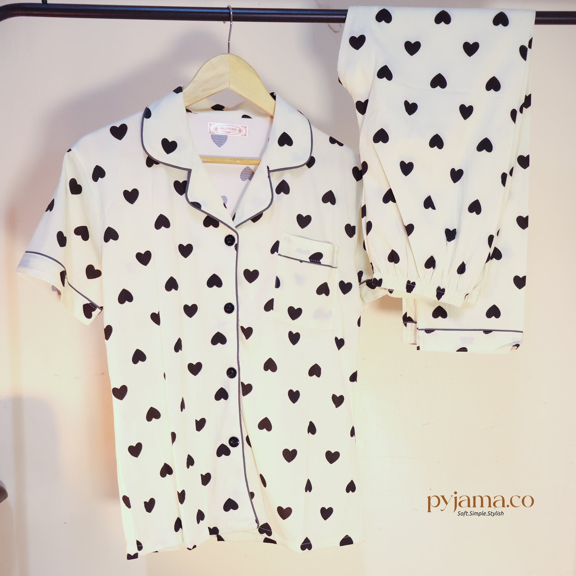 Black Heart Print PJ